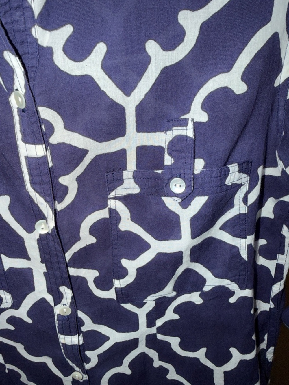 Roberta Roller Rabbit Navy and White Geometrical Patterned Top - Picture 3 of 6